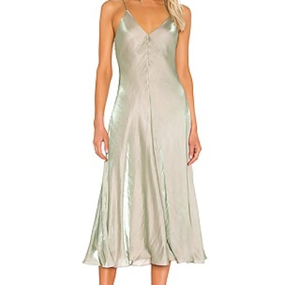 Vince Light Green Satin Midi Dress - Picture 2 of 9